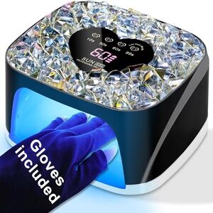 Black With Rhinestones UV LED Nail Light Cordless Rechargeable Professional